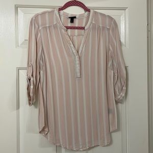 Torrid crepe petal pink and white striped 3/4 sleeve